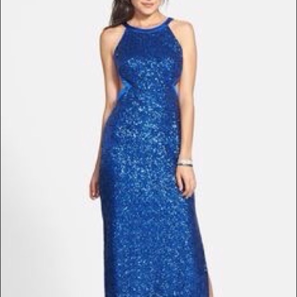 Aidan Mattox Sequin Open Back Gown Amethyst - image 1